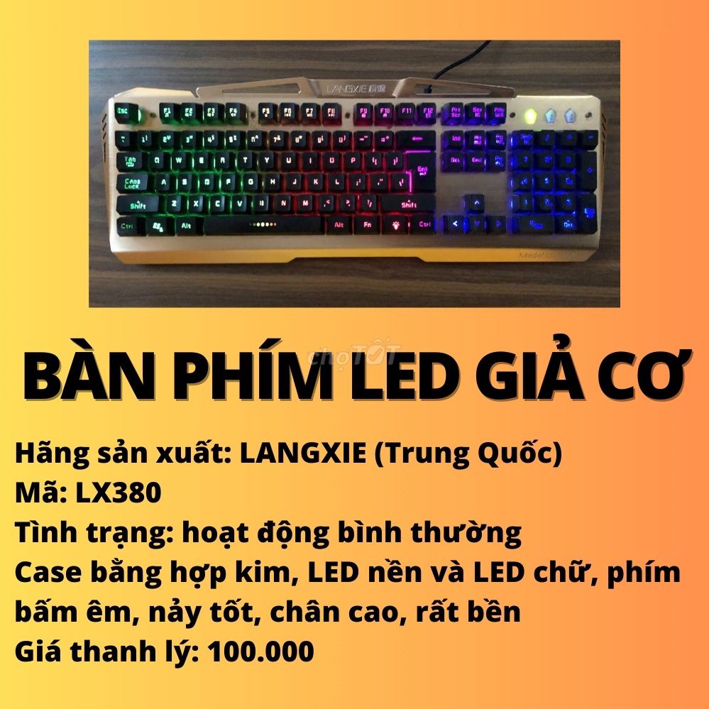 Bàn phím LED giả cơ bằng hợp kim chắc chắn. Mua bán Phụ kiện (Màn hình, Chuột...) tại Huyện Ninh Hải Ninh Thuận được đăng bởi Yo hình 1