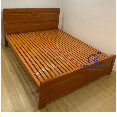 giường sắt đơn giả gỗ- giao nhanh