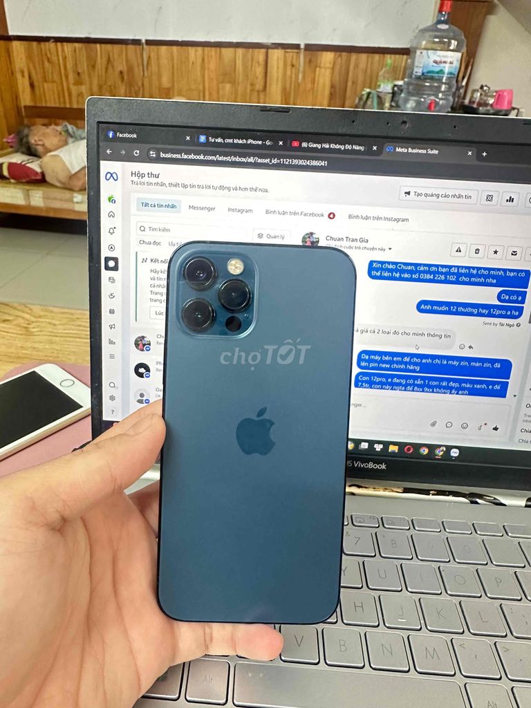 iPhone 12 Pro 128GB Xanh Đã thay pin. Mua bán Điện thoại tại Quận Ngũ Hành Sơn Đà Nẵng được đăng bởi Tài Ngô hình 1