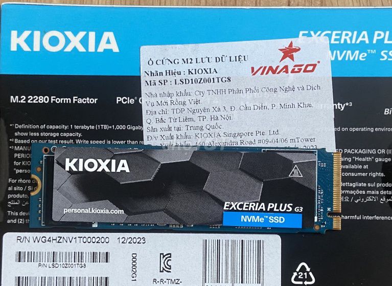 SSD NVME Kioxia Exceria Plus G3 1TB.. Mua bán Linh kiện (RAM, Card...) tại Quận 7 Tp Hồ Chí Minh được đăng bởi Mr Tue hình 1