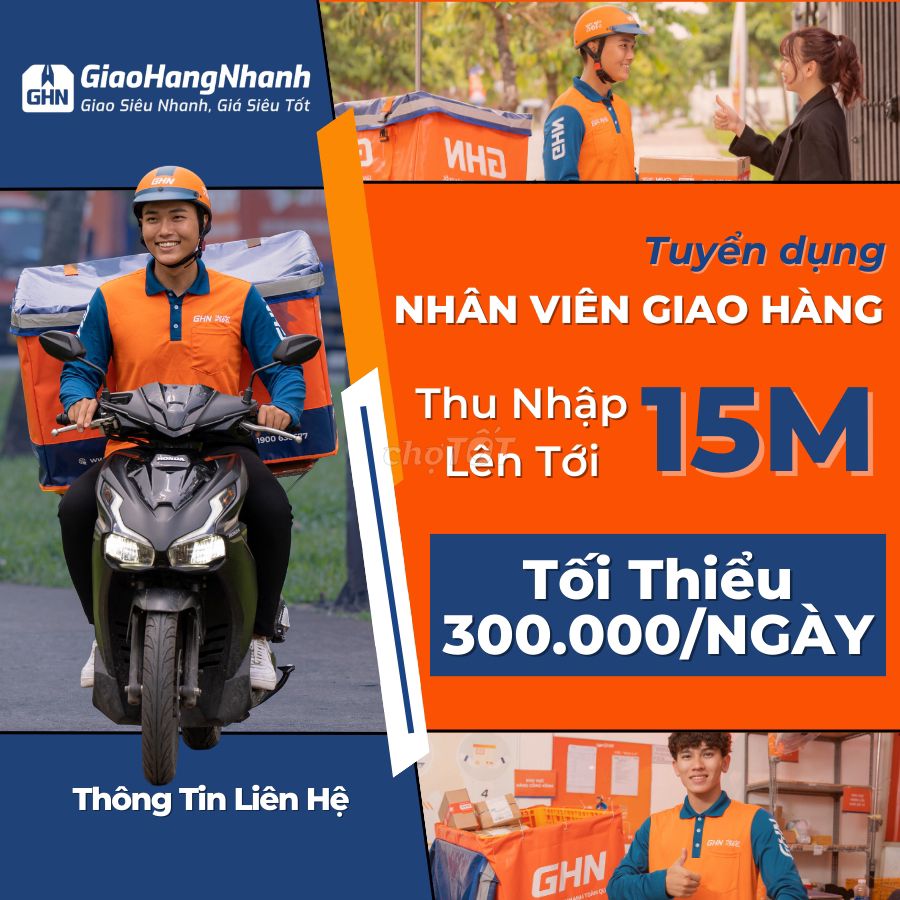 [CHÂU THÀNH BT]TUYỂN NHÂN VIÊN GIAO HÀNG LƯƠNG 15M