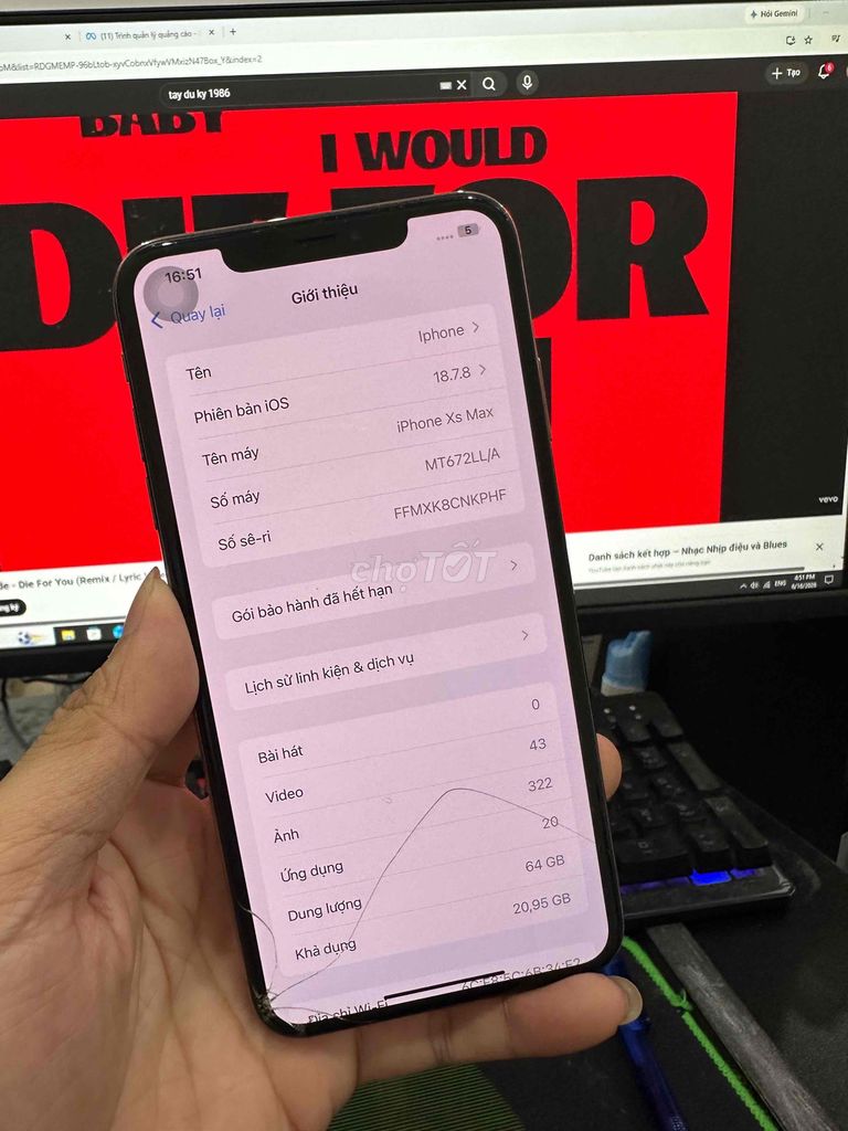 Apple iPhone Xs Max 64GB Vàng Nứt kính, vỡ lưng. Mua bán Điện thoại tại Quận Đống Đa Hà Nội được đăng bởi Ng Hoang Anh hình 1