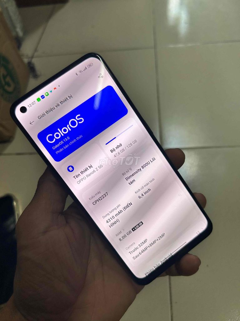 Oppo Reno 6z 5G 128GB Đa sắc 90%. Mua bán Điện thoại tại Huyện Hòa Thành Tây Ninh được đăng bởi khánh Đơn hình 1