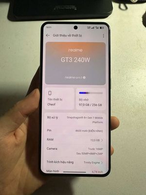 Bán Realme GT3 12/256gb. Mua bán Điện thoại tại Quận Thanh Khê Đà Nẵng được đăng bởi Đạt