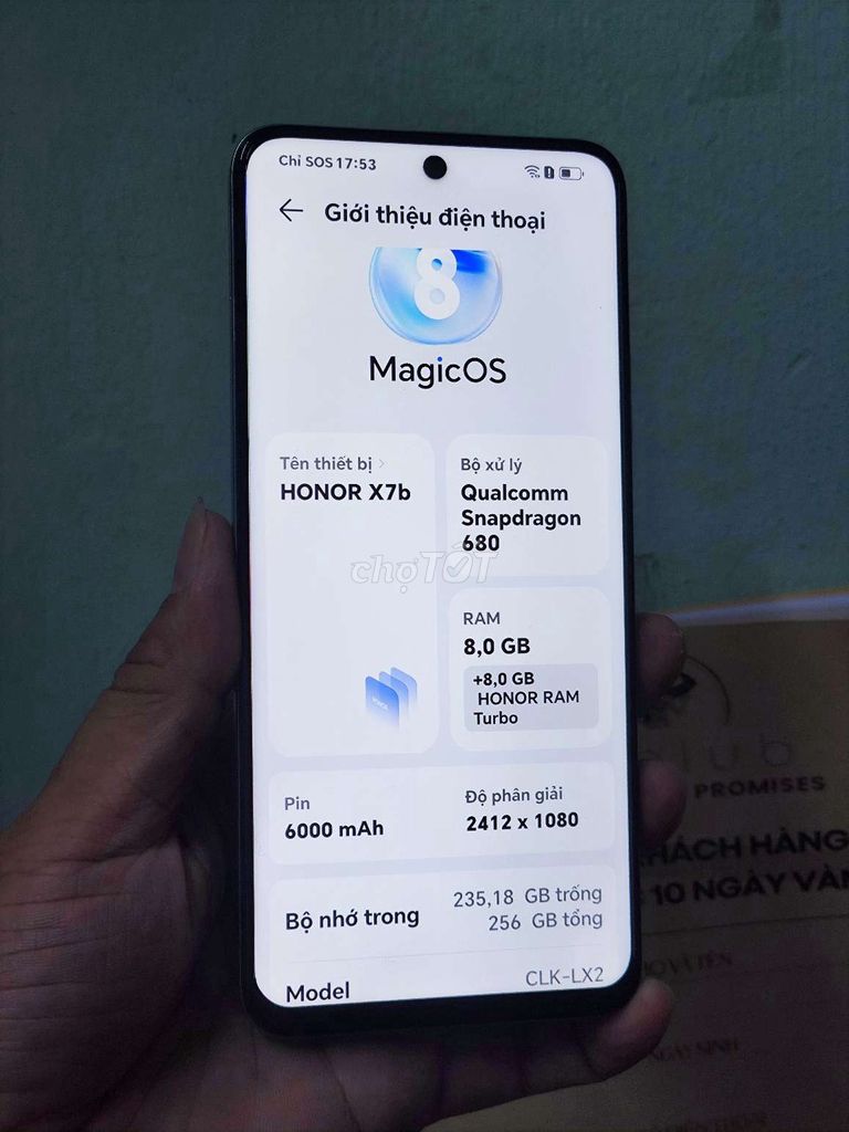 Honor X7b, 8/256 zin chính hãng, có gl. Mua bán Điện thoại tại Quận 8 Tp Hồ Chí Minh được đăng bởi Thanh  Thanh  hình 1