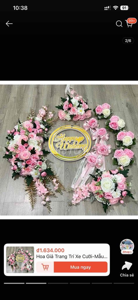 Hoa giả trang trí xe cưới Hồng Trắng. Mua bán Cây cảnh, đồ trang trí tại Huyện Vĩnh Cửu Đồng Nai được đăng bởi Hiền Lê  hình 1