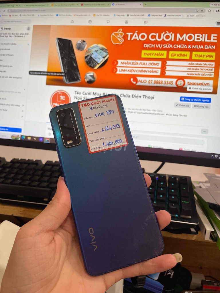 Vivo Y20 4GB/64GB Xanh Đã sử dụng. Mua bán Điện thoại tại Huyện Châu Thành Hậu Giang được đăng bởi Táo Cười Ngã Sáu  hình 1