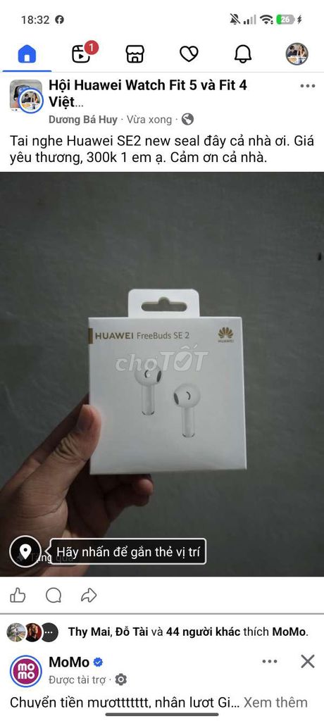 Tai nghe Huawei FreeBuds SE 2 Trắng. Mua bán Tivi, Âm thanh tại Thành phố Bến Tre Bến Tre được đăng bởi Anh Nam hình 1