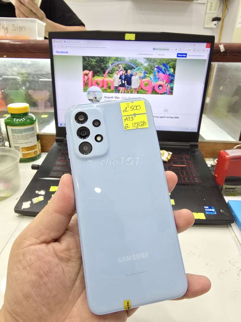 Samsung A23 6GB/128GB Xanh nhạt. Mua bán Điện thoại tại Thành phố Long Xuyên An Giang được đăng bởi Facebook Cầm Đồ Thúy Vân hình 1