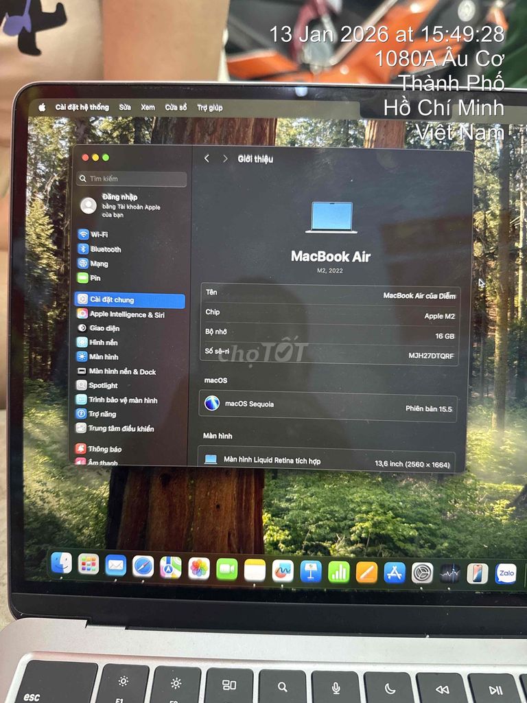 Apple MacBook Air M2 13.6 inch 16GB. Mua bán Laptop tại Quận Tân Bình Tp Hồ Chí Minh được đăng bởi NGUYỄN HẢI NAM hình 1
