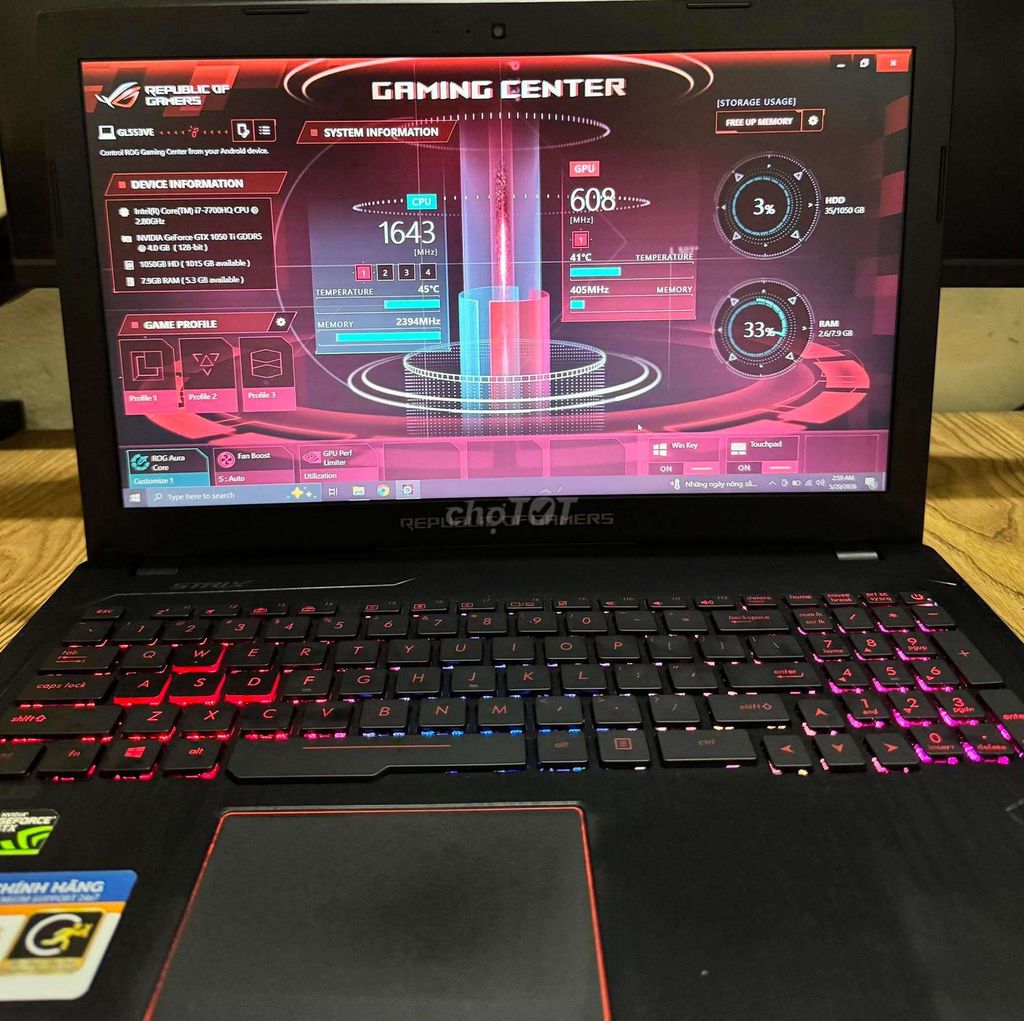 Asus ROG Strix GL553VE i7-7700HQ 15.6 8GB/512GB . Mua bán Laptop tại Quận 8 Tp Hồ Chí Minh được đăng bởi Bùi Dư hình 1