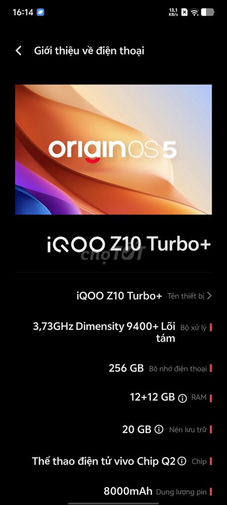 iQOO Z10 Turbo+ 256GB. Mua bán Điện thoại tại Huyện Chợ Mới An Giang được đăng bởi bsbd hsbz hình 1