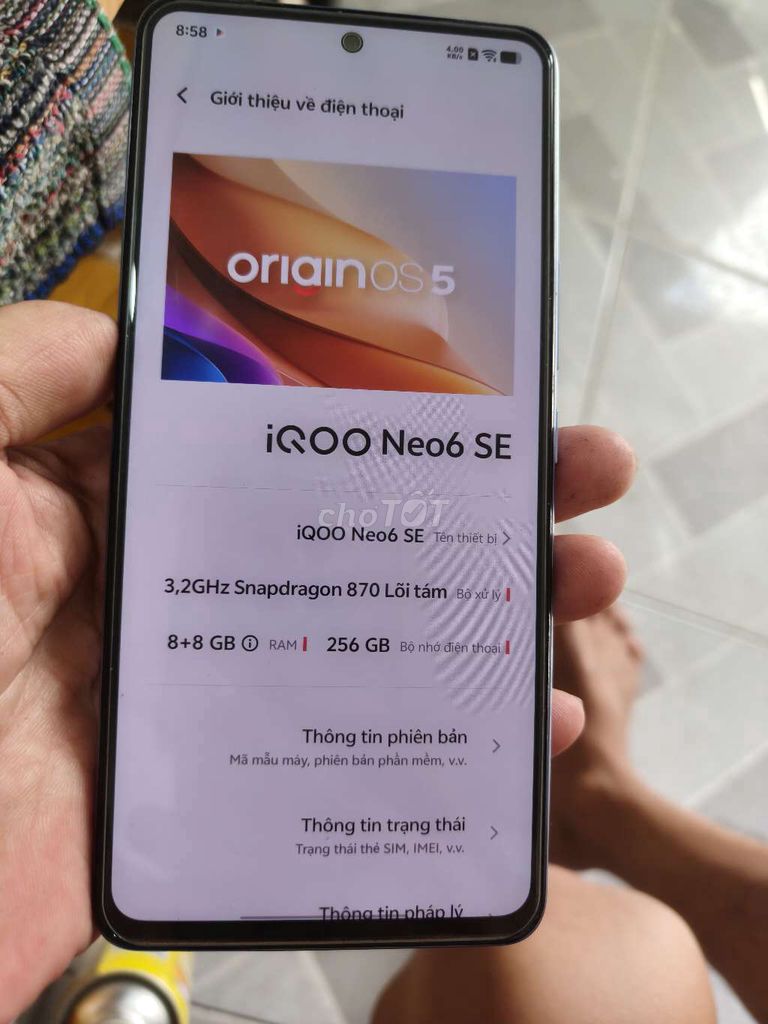 iQOO Neo6 SE 8GB/256GB. Mua bán Điện thoại tại Thành phố Bến Tre Bến Tre được đăng bởi Từ Tuấn Bến Tre hình 1