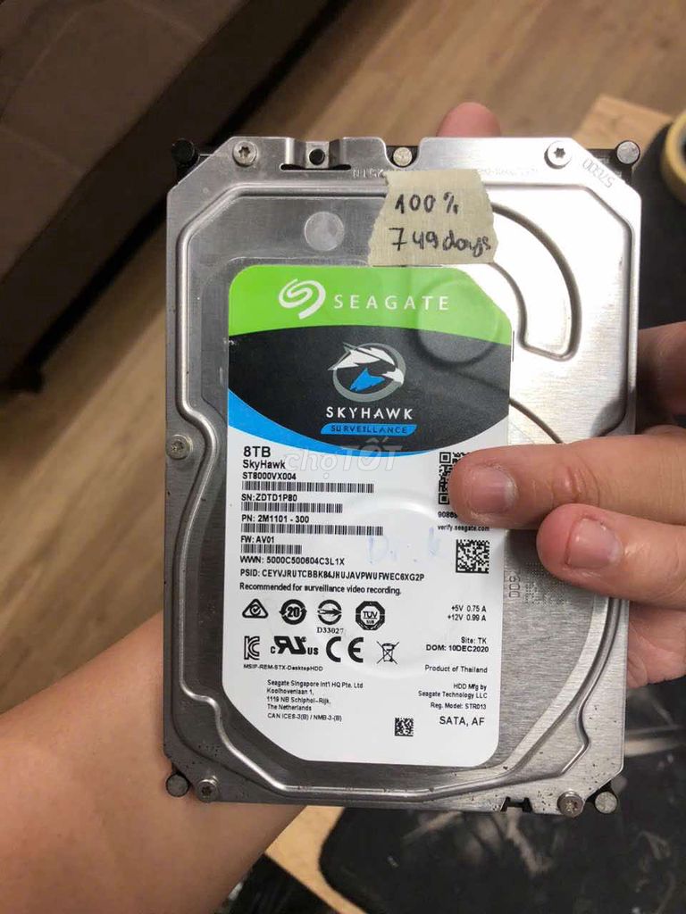 Ổ cứng HDD Seagate SkyHawk 8TB 3.5" Sata III 100%