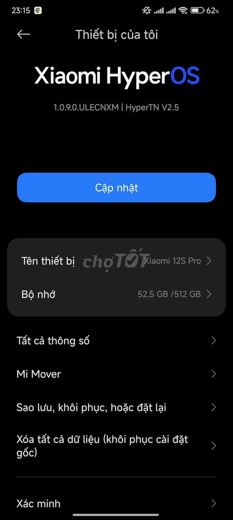 Giao lưu xiaomi 12s pro