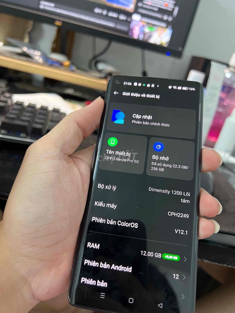 OPPO Reno6 Pro 5G Đen 256GB. Mua bán Điện thoại tại Thành phố Thủ Đức Tp Hồ Chí Minh được đăng bởi nguyễn hình 1