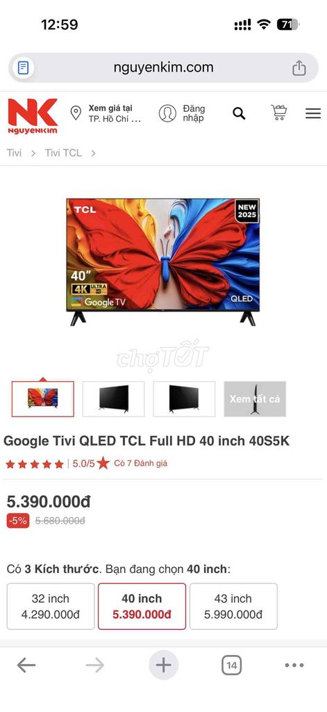 Tivi TCL 40S5K. Mua bán Tivi, Âm thanh tại Thành phố Thủ Đức Tp Hồ Chí Minh được đăng bởi Tên chưa cung cấp hình 1