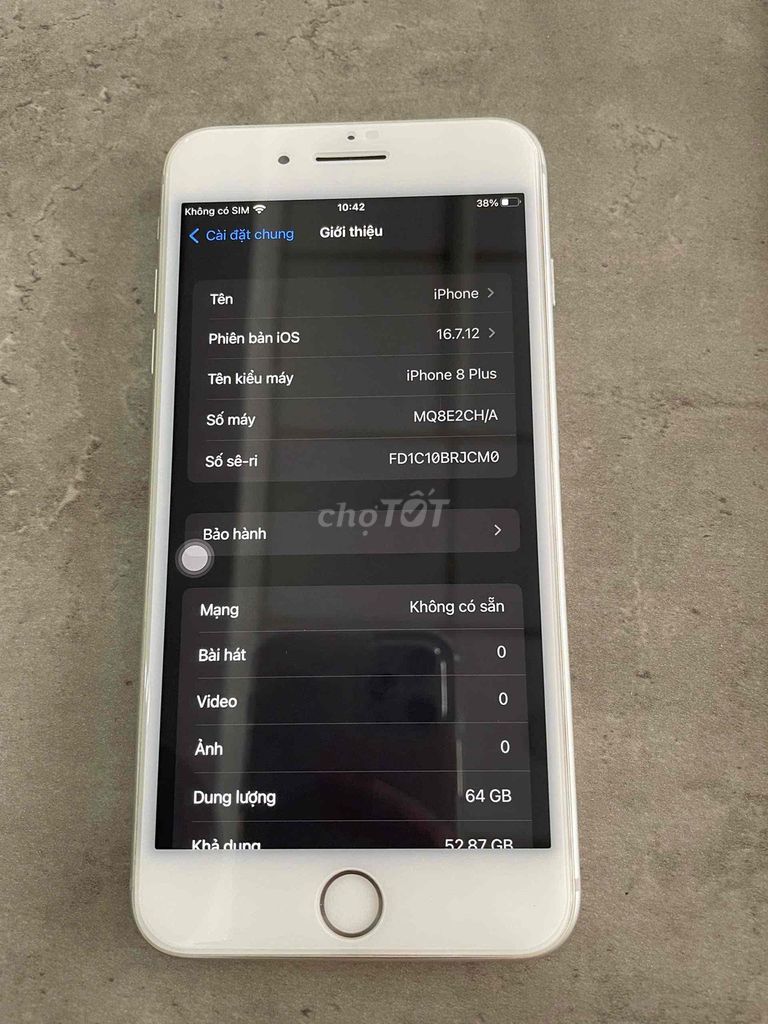 iPhone 8 Plus 64GB Trắng. Mua bán Điện thoại tại Thành phố Thủ Đức Tp Hồ Chí Minh được đăng bởi Long Hưng  hình 1