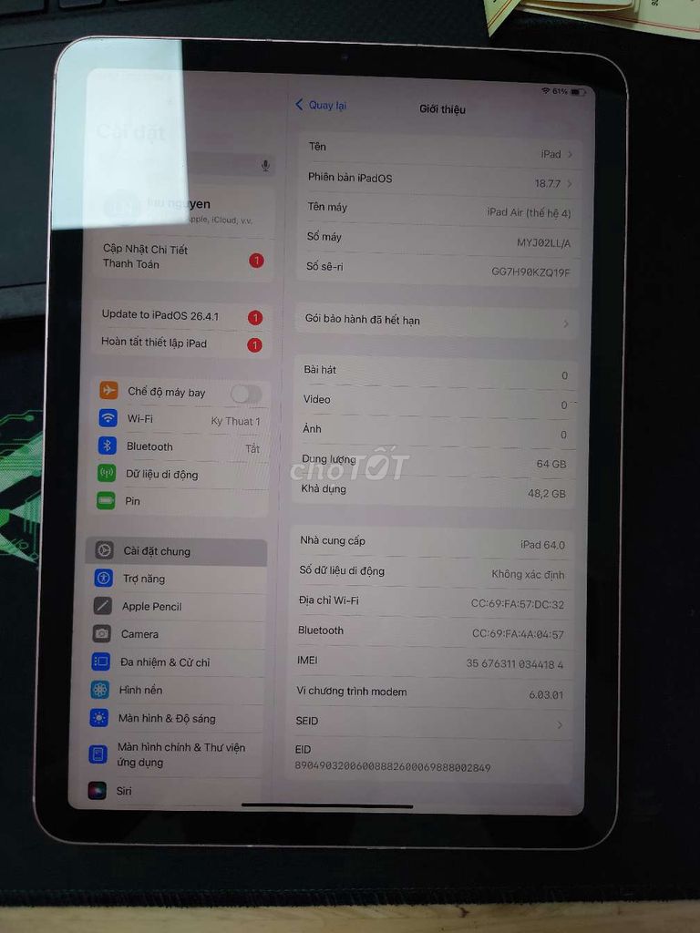 Apple iPad Air 4 64GB 4G/Wifi Hồng. Mua bán Máy tính bảng tại Thành phố Vũng Tàu Bà Rịa - Vũng Tàu được đăng bởi dang luu hình 1
