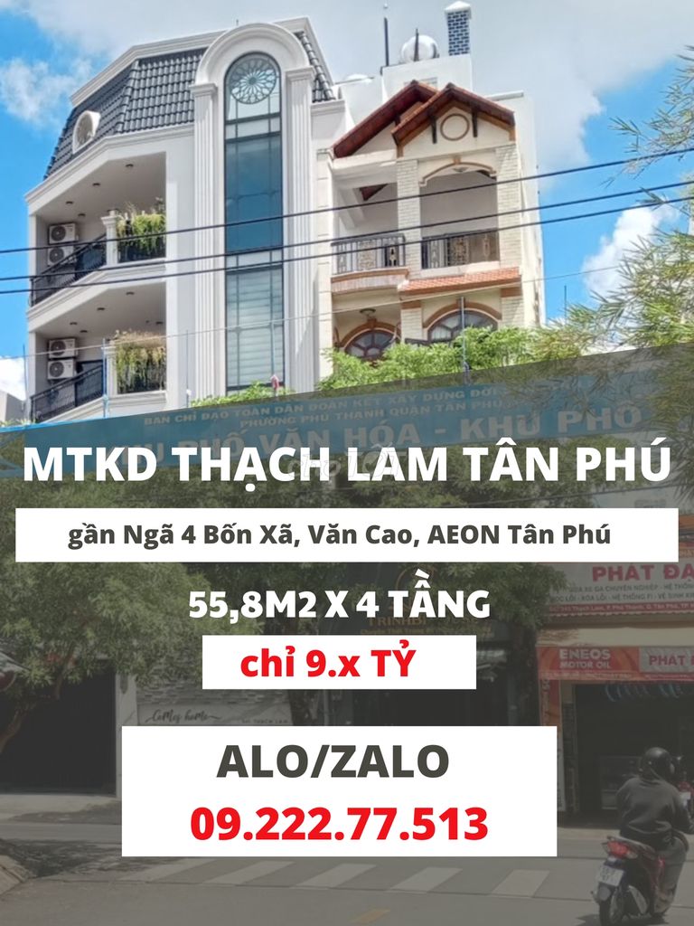 MẶT TIỀN KD VIP THẠCH LAM - GẦN AEON TÂN PHÚ - DT: (4,1M x 14M)x4 TẦNG