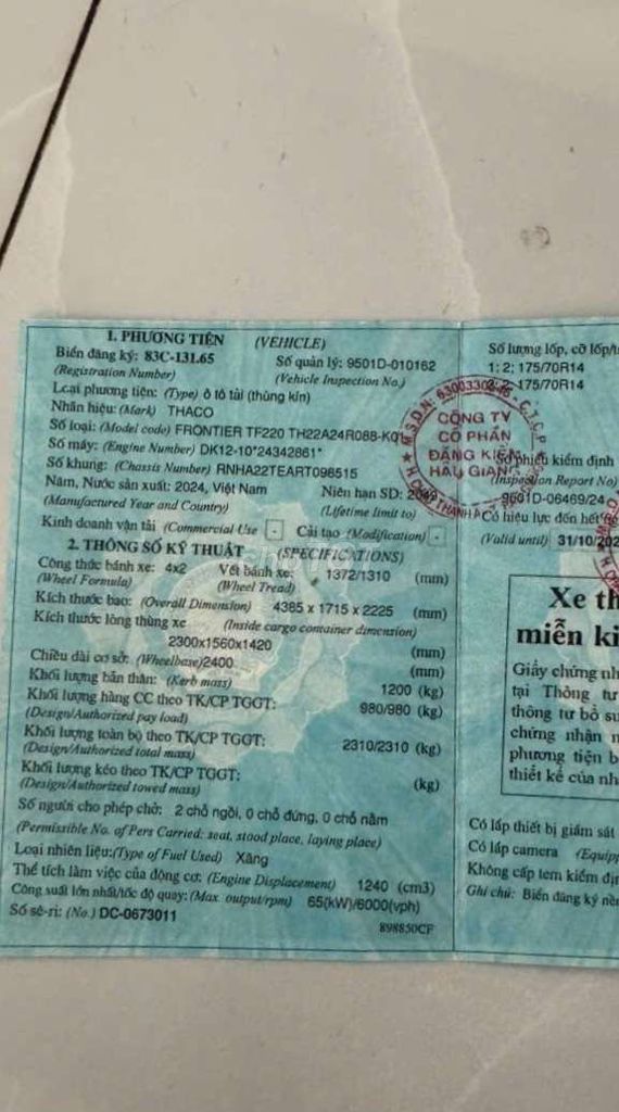 Bán gấp thaco 990kg đời 2024 thùng kín 2m3. Mua bán Xe tải, xe ben tại Thành phố Thuận An Bình Dương được đăng bởi Xe tải Bình Dương hình 6