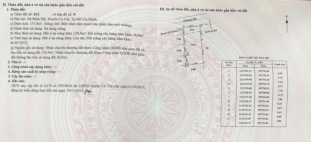 Chính chủ bán lô đất Bình Mỹ, Củ Chi (giáp Thủ Dầu Một, BD)