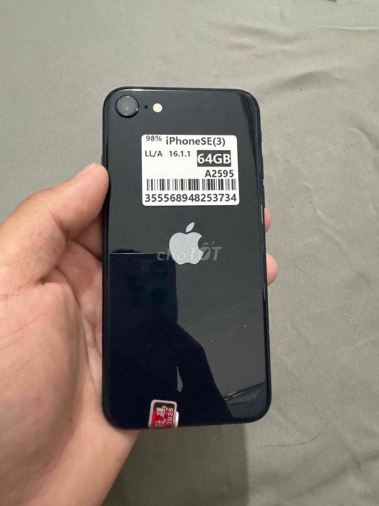 Apple iPhone SE (2022) SE3 64GB Đen. Mua bán Điện thoại tại Quận Thanh Khê Đà Nẵng được đăng bởi Táo Đẹp  hình 1