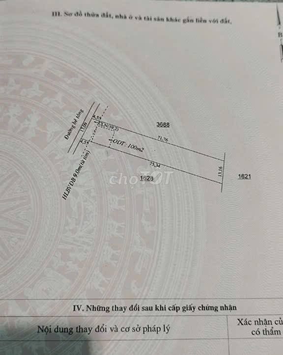 Bán lô đất tại khu phố 10, Phường Minh Hưng: 13x75m.100m2 thổ