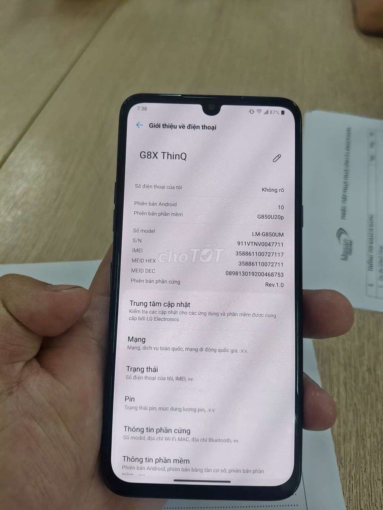 LG G8X ThinQ 6/128 chip 855 . Mua bán Điện thoại tại Quận Hải Châu Đà Nẵng được đăng bởi ph hình 1