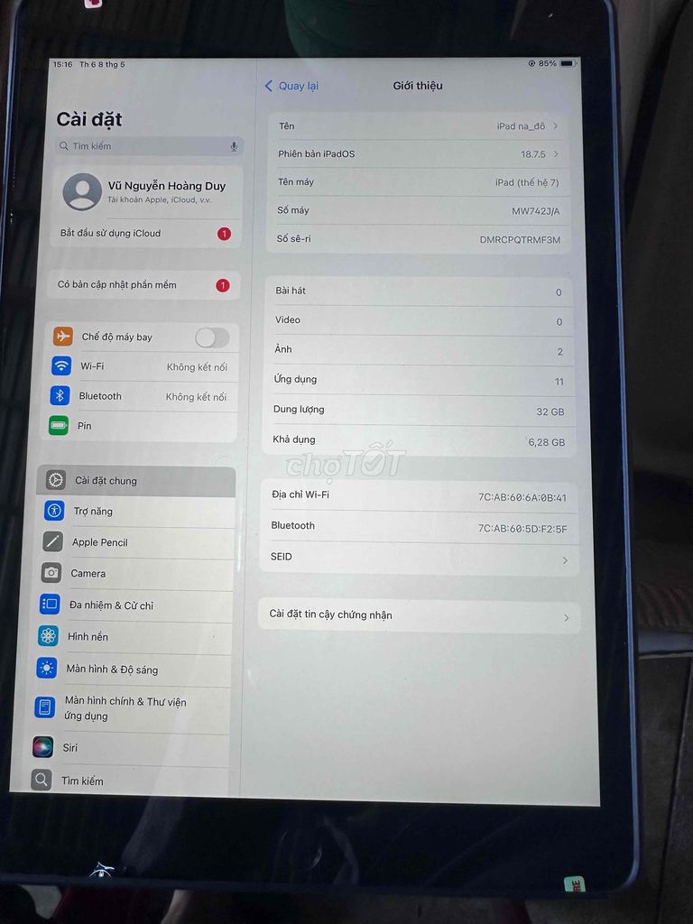 Apple iPad Gen 7 10.2 inch 32GB. Mua bán Máy tính bảng tại Thành phố Buôn Ma Thuột Đắk Lắk được đăng bởi Tên chưa cung cấp hình 1