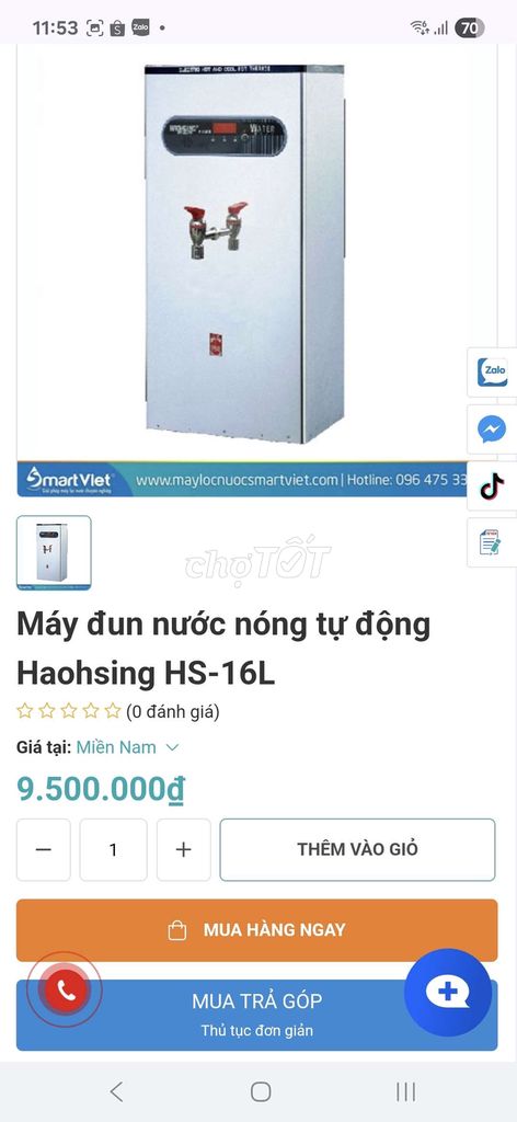 Thanh lý máy đun nước nóng tự động 16 lít đẹp rẻ. Mua bán Bếp, lò, đồ điện nhà bếp tại Huyện Bình Chánh Tp Hồ Chí Minh được đăng bởi Trần Gia Phát hình 1
