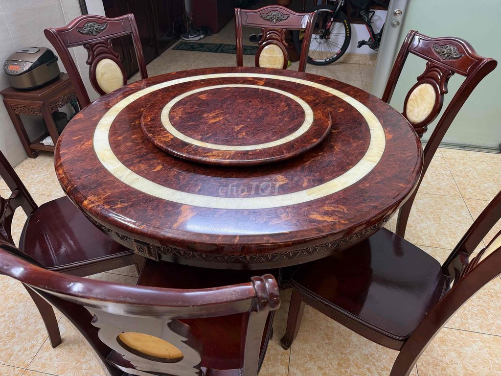 Bộ bàn ăn mâm xoay, đá đúc.. Mua bán Bàn ghế tại Quận Ba Đình Hà Nội được đăng bởi Việt hình 1