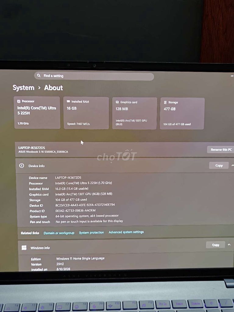 Asus Vivobook S16 Oled 2025. 16GB/512GB Xám 98%. Mua bán Laptop tại Huyện Nhà Bè Tp Hồ Chí Minh được đăng bởi Trịnh Trung Hiếu hình 1