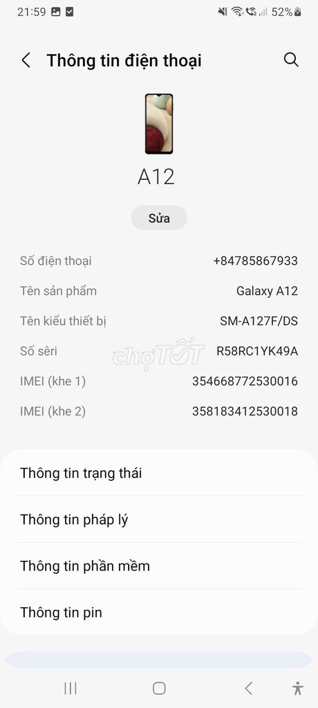 Samsung Galaxy A12 128GB Đen. Mua bán Điện thoại tại Huyện Hữu Lũng Lạng Sơn được đăng bởi bế văn hà duy hình 1