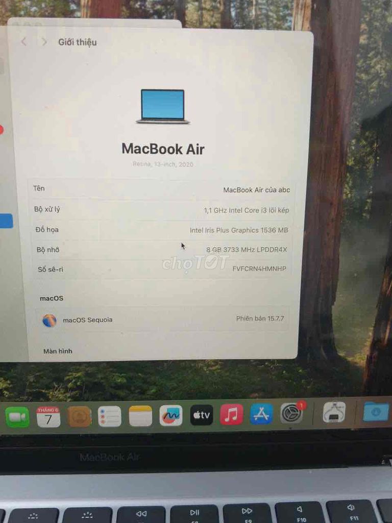 Apple MacBook Air 2020 i3 8GB/256GB. Mua bán Laptop tại Quận Gò Vấp Tp Hồ Chí Minh được đăng bởi Chí Hướng Group  hình 1