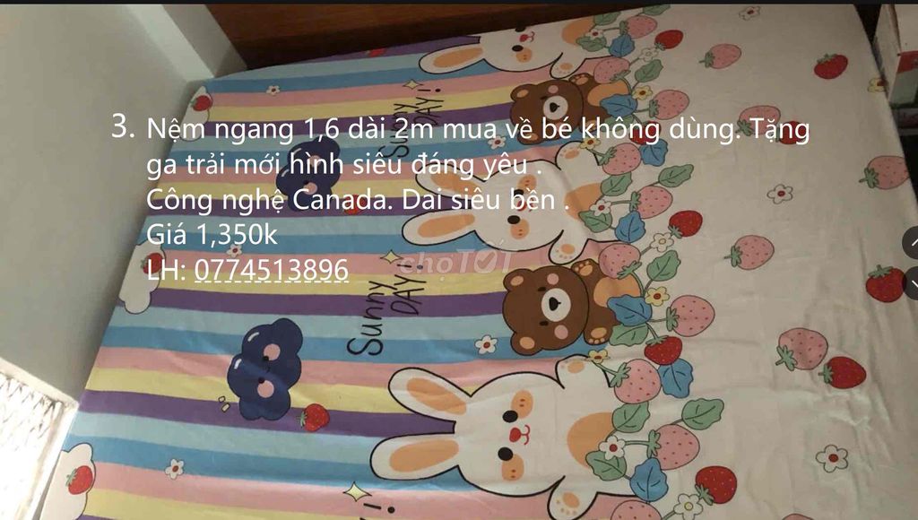 Nệm 1.6m x 2m Canada Trẻ em Đa màu. Mua bán Giường, chăn ga gối nệm tại Quận Cẩm Lệ Đà Nẵng được đăng bởi Lê Ngọc hình 1
