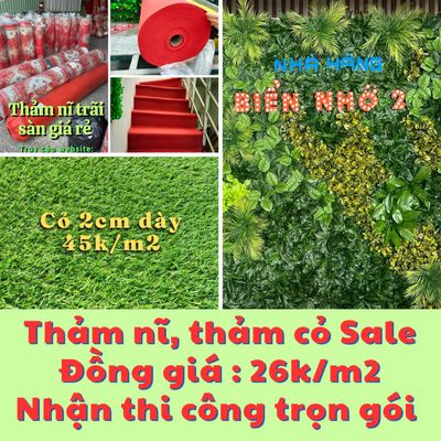 Sale Sốc Thảm Cỏ Nhân Tạo, Thảm Nĩ Đồng Giá 26k/m2