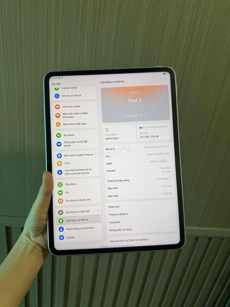 Oppo Pad 3 Màn zin 144hz. Máy đẹp. Mua bán Máy tính bảng tại Thành phố Thủ Dầu Một Bình Dương được đăng bởi Điện Thoại Giá rẻ Bình Dương hình 1