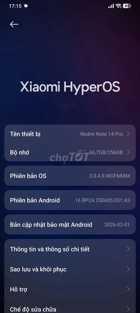 Xiaomi Redmi Note 14 Pro 256GB. Mua bán Điện thoại tại Quận Cẩm Lệ Đà Nẵng được đăng bởi Ninh Thục hình 1
