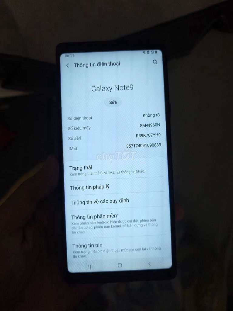Samsung Galaxy Note 9 Đen Đã sử dụng. Mua bán Điện thoại tại Huyện Yên Phong Bắc Ninh được đăng bởi Duy Văn hình 1