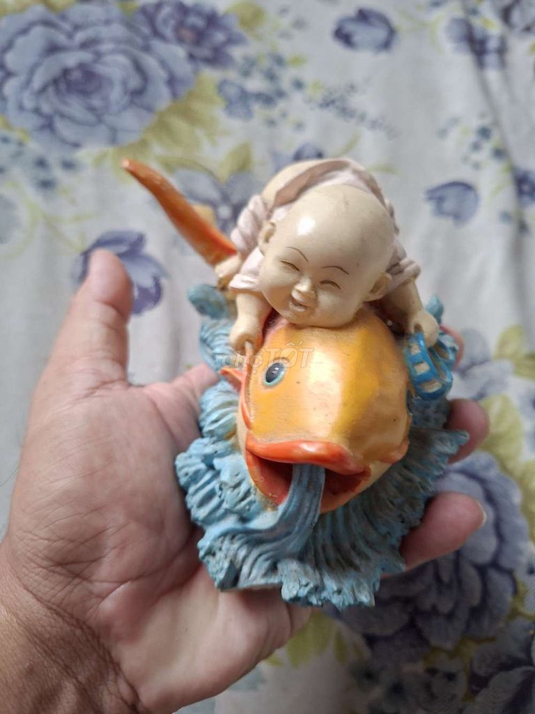 Tượng phong thủy Tiểu đồng cỡi cá chép. Mua bán Đồ sưu tầm, đồ cổ tại Thành phố Sa Đéc Đồng Tháp được đăng bởi Bình Nguyên  hình 1