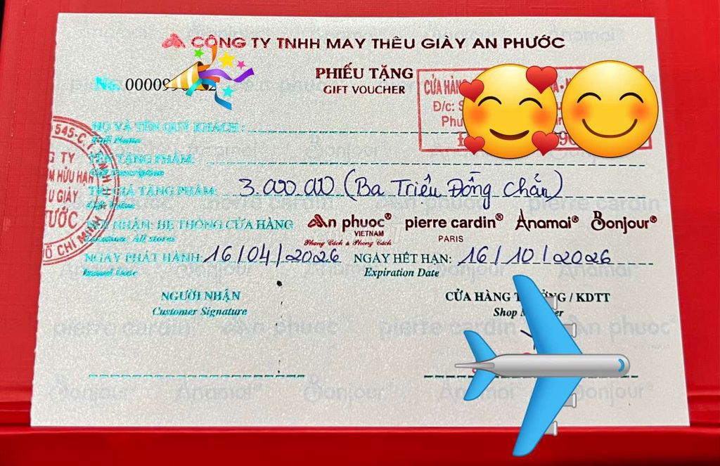 Phiếu quà tặng An Phước 2-5 triệu VNĐ. Mua bán Phụ kiện thời trang khác tại Thành phố Biên Hòa Đồng Nai được đăng bởi Lộc Phát hình 1