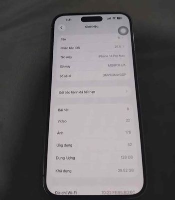 Apple iPhone 14 Pro Max 128GB Trắng