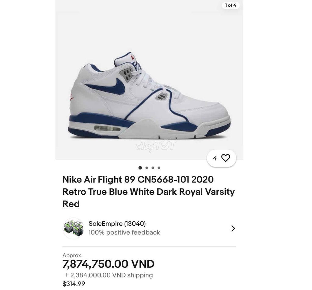 [CHÍNH HÃNG][Mới 99%] Nike Flight 89. mua mới 7tr8