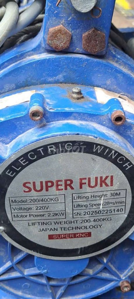 Tời điện Super Fuki 200/400KG Nhật Bản. Mua bán Đồ chuyên dụng, Giống nuôi trồng tại Thành phố Bà Rịa Bà Rịa - Vũng Tàu được đăng bởi Hồng hình 1