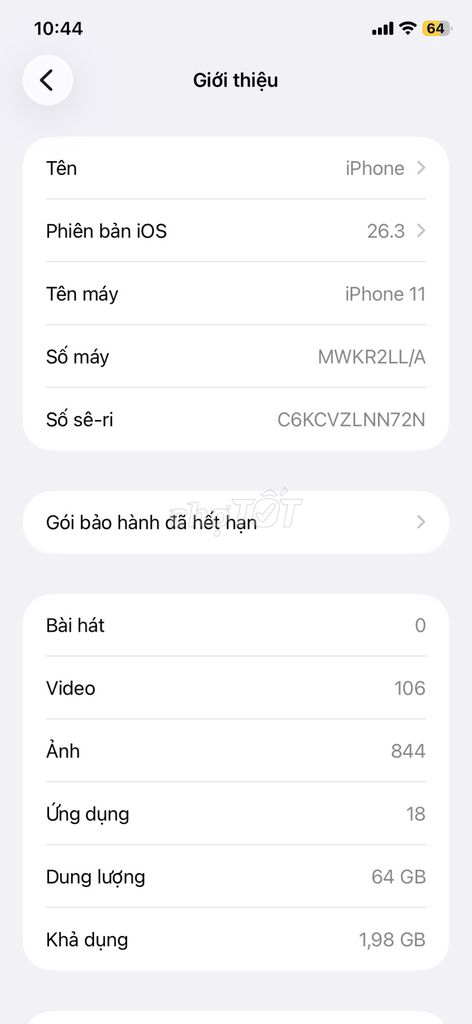 iPhone 11 64GB Đã qua sử dụng. Mua bán Điện thoại tại Huyện Quốc Oai Hà Nội được đăng bởi Nguyen van Hien hình 1