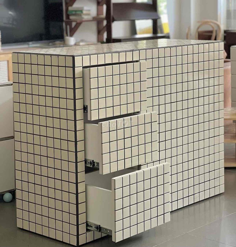Tủ decor trang trí họa tiết gạch
