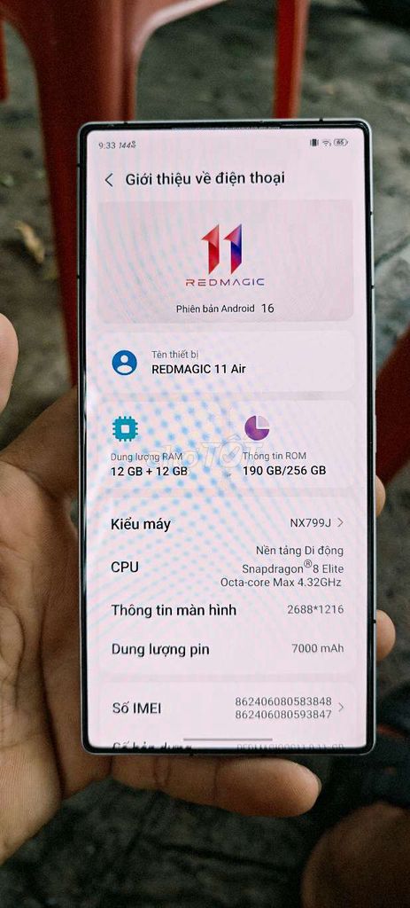REDMAGIC 11 Air 256GB Trắng 99,9%. Mua bán Điện thoại tại Thành phố Buôn Ma Thuột Đắk Lắk được đăng bởi Anh Tuấn hình 1