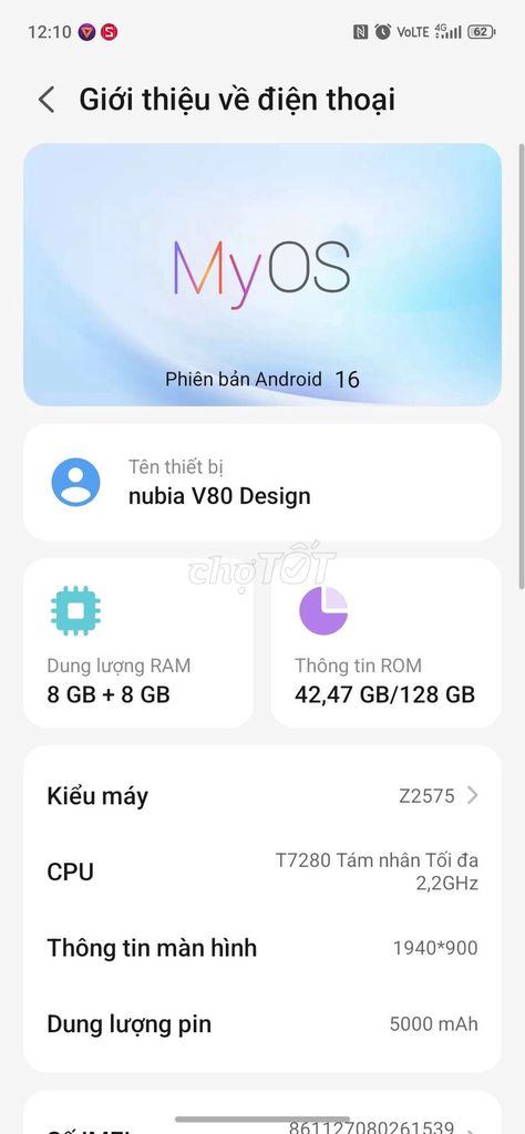 Nubia V80 Design 128GB Đen. Mua bán Điện thoại tại Quận 8 Tp Hồ Chí Minh được đăng bởi Lê phúc hình 1