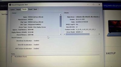 Asus vivobook X407UF - core i7 8550U - VGA rời